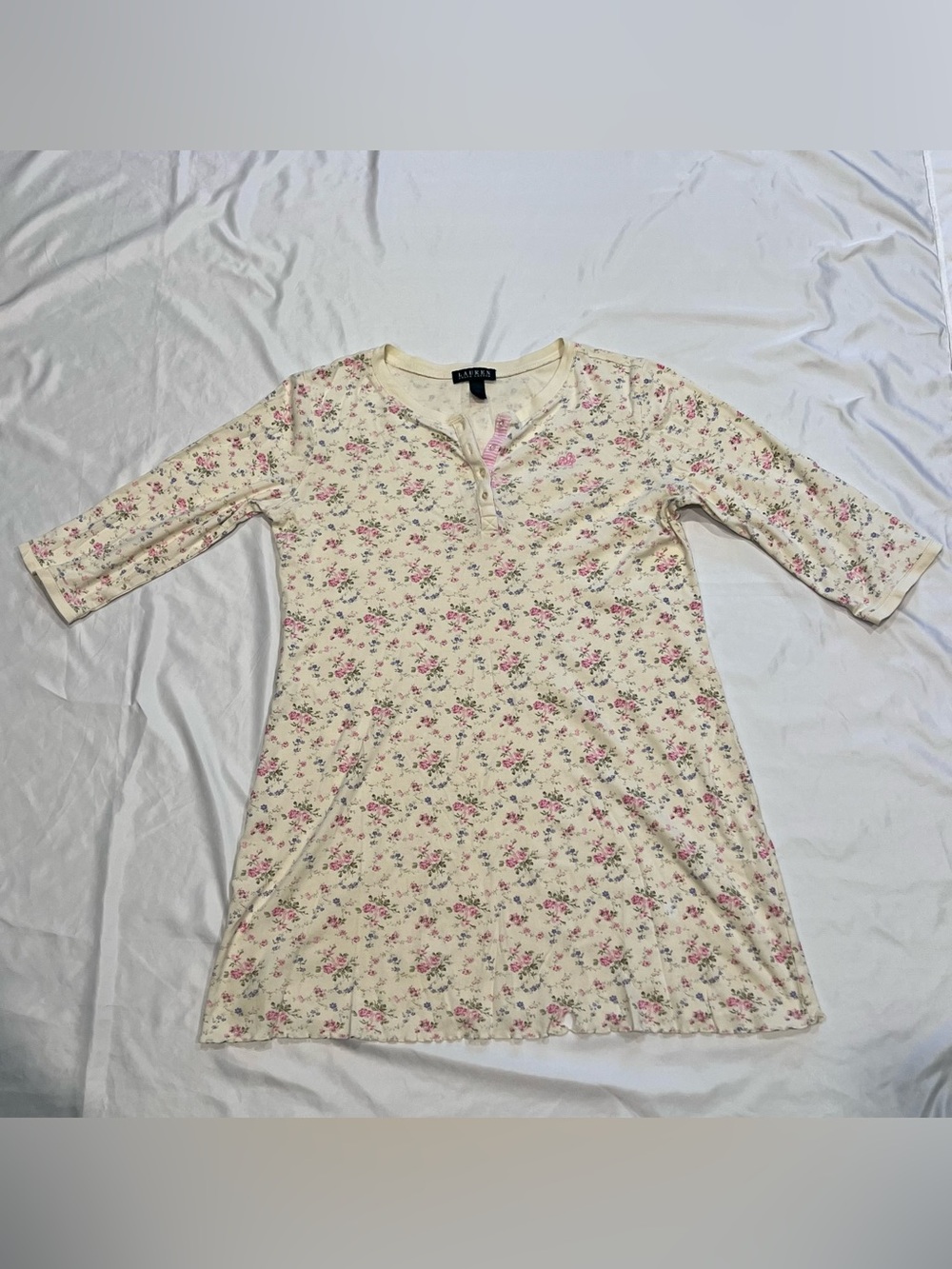 Lauren Ralph Lauren Floral Cotton Henley Night Gown L